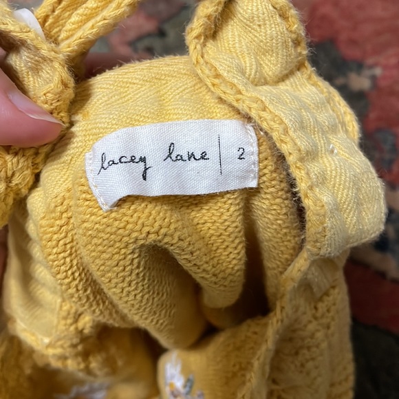 Lacey Lane Daisy Embroidered Knitted Yellow Romper 2T - Picture 9 of 10